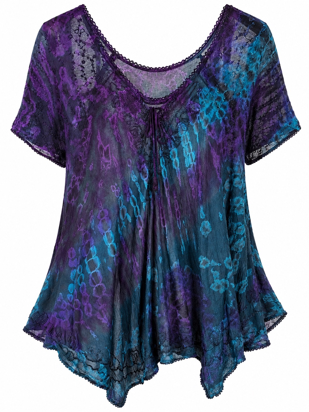 Advance Apparels Plus Size Boho Fairycore Tie Dye Rayon‎ Blouse Top OS